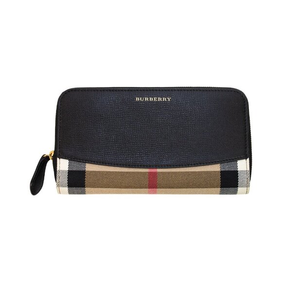 Burberry Elmore Plaid Leather Print Continental Zip Around Wallet - Picture 1 of 10
